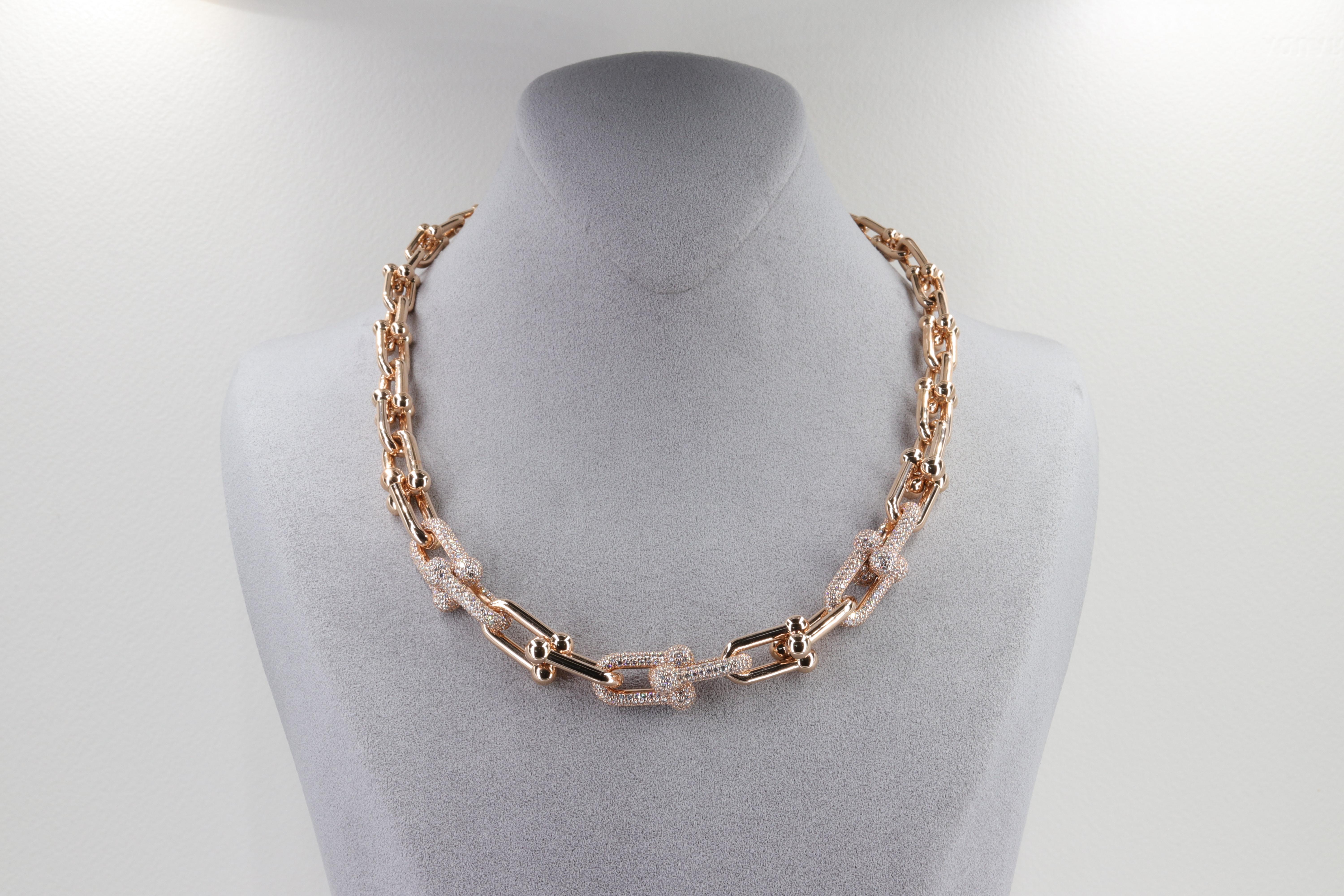 Tiffany & Co. HardWear Graduierte Gliederkette aus 18k Rose Gold mit Pavé-Diamanten (Moderne)