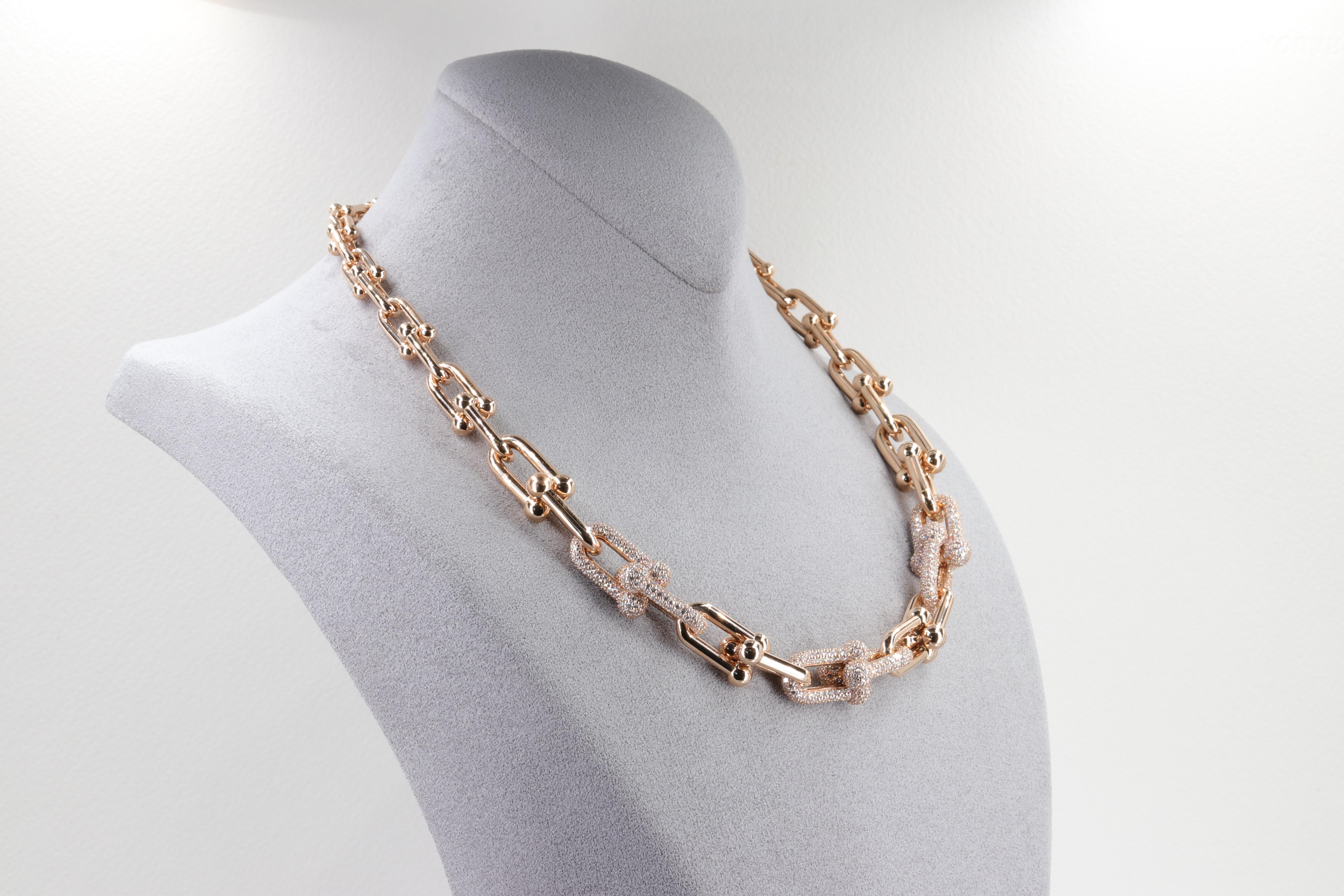 Tiffany & Co. HardWear Graduierte Gliederkette aus 18k Rose Gold mit Pavé-Diamanten (Rundschliff)
