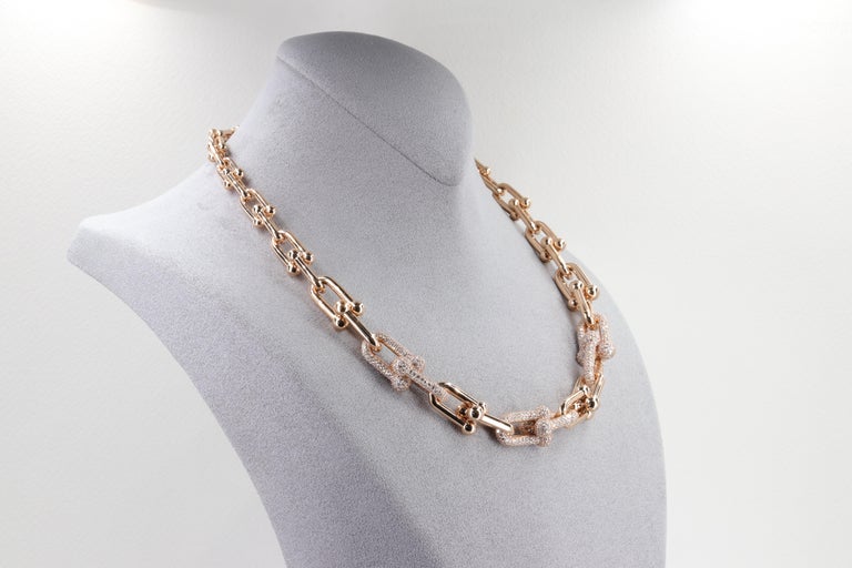 Tiffany Hardwear Graduated Link Necklace in 18K Rose Gold, Size: 18 in.