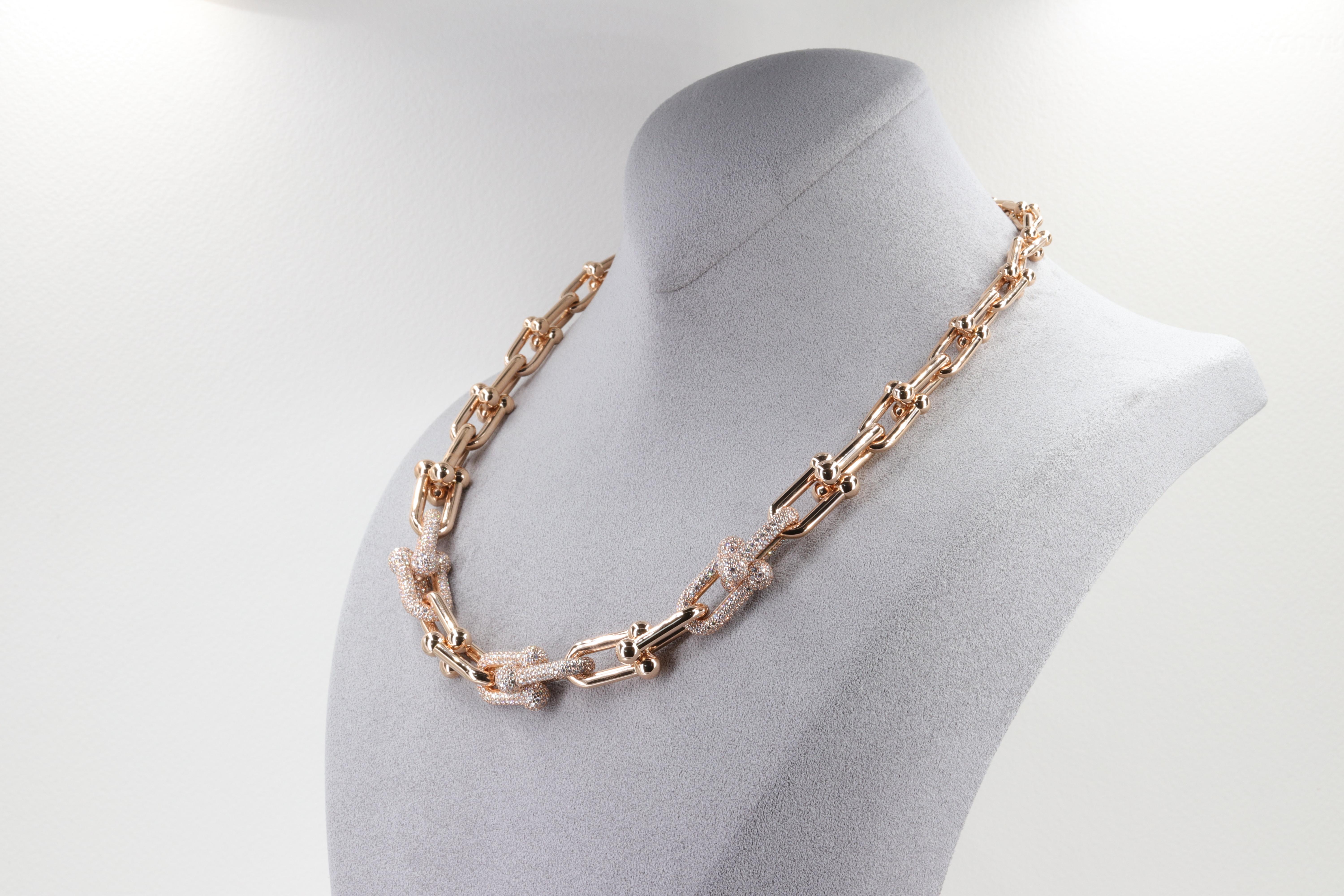 Tiffany & Co. HardWear Graduierte Gliederkette aus 18k Rose Gold mit Pavé-Diamanten im Zustand „Hervorragend“ in Tampa, FL