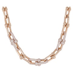 Tiffany & Co. HardWear Graduated Link Necklace in 18k Rose Gold w/ Pavé Diamonds