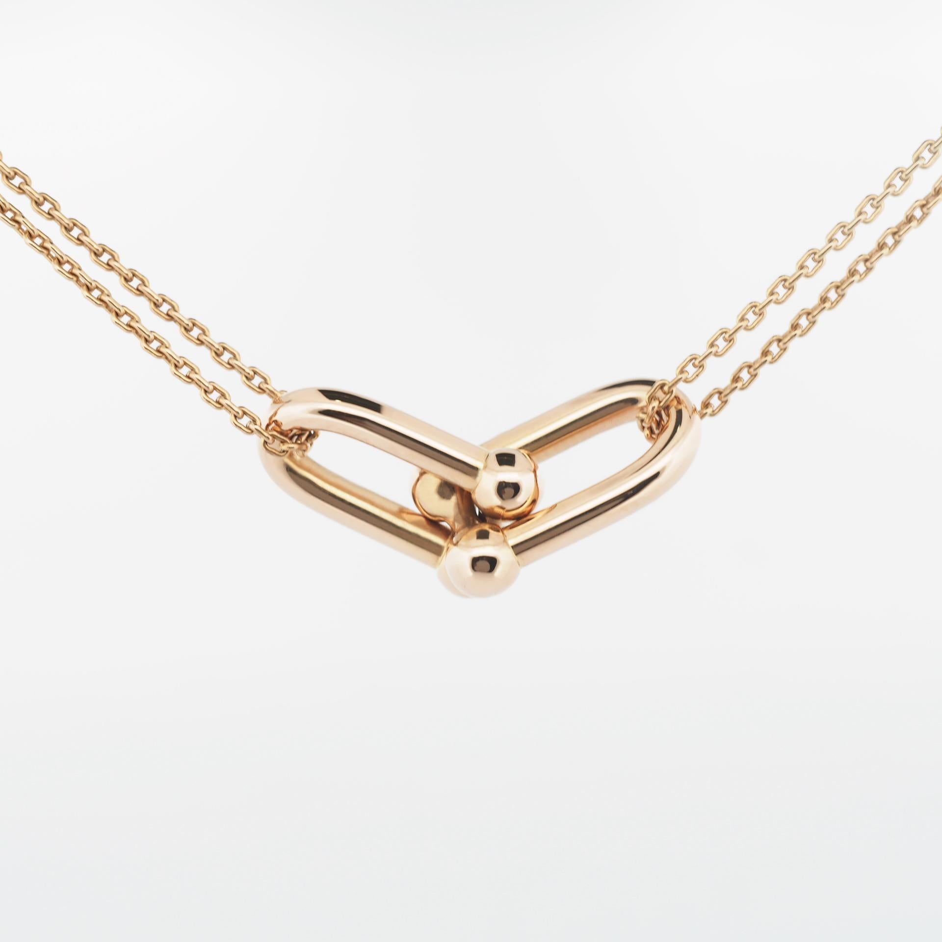 Tiffany HardWear Large Double Link Pendant Necklace PG In Good Condition In Kobe, Hyogo