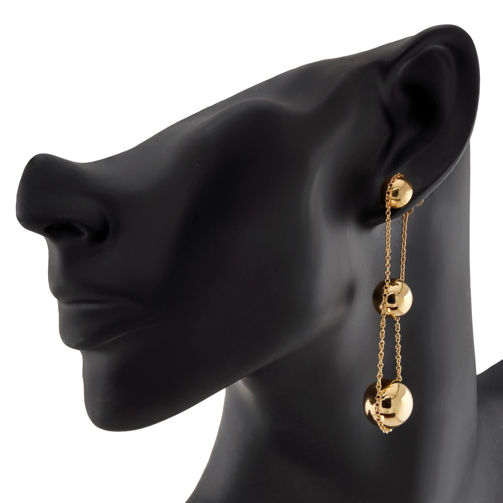 Donna Orecchini TIFFANY HardWear a tripla goccia con sfera in oro giallo 18k in vendita