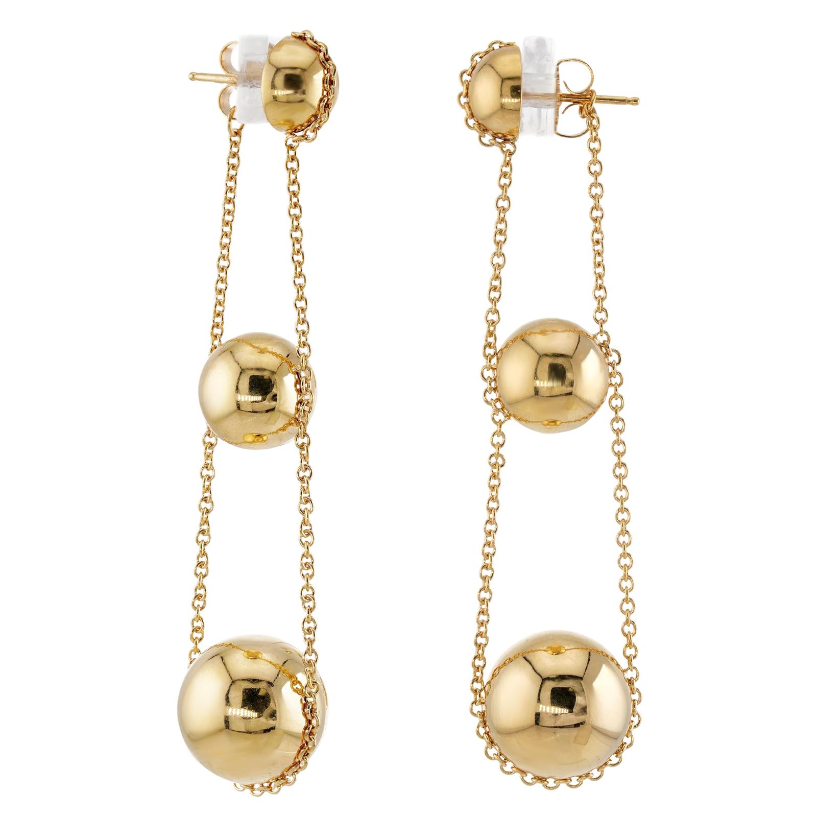 Orecchini TIFFANY HardWear a tripla goccia con sfera in oro giallo 18k in vendita 1