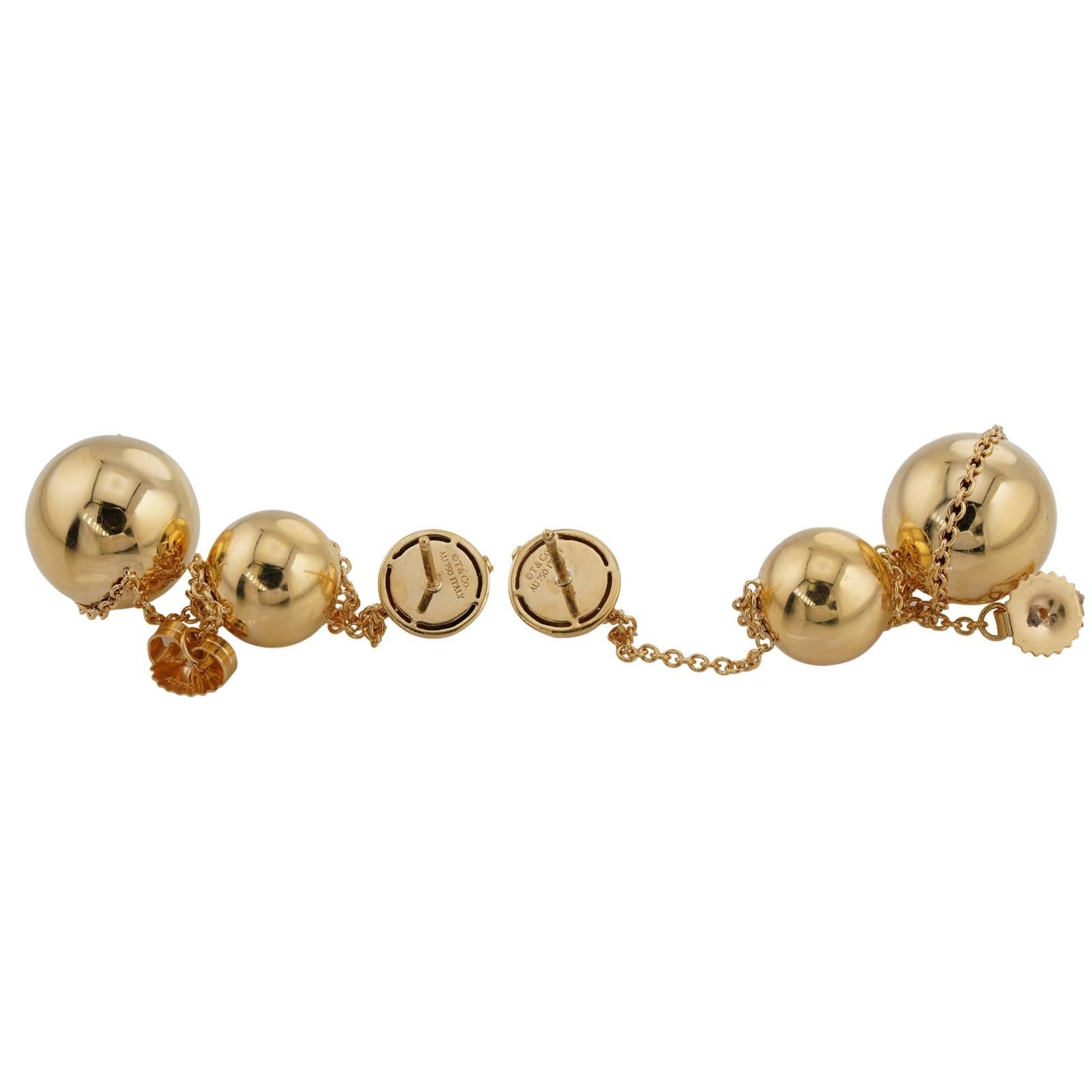 Orecchini TIFFANY HardWear a tripla goccia con sfera in oro giallo 18k in vendita 3