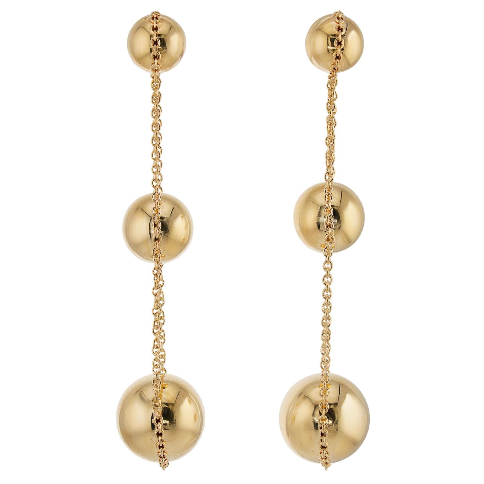 Orecchini TIFFANY HardWear a tripla goccia con sfera in oro giallo 18k in vendita 4