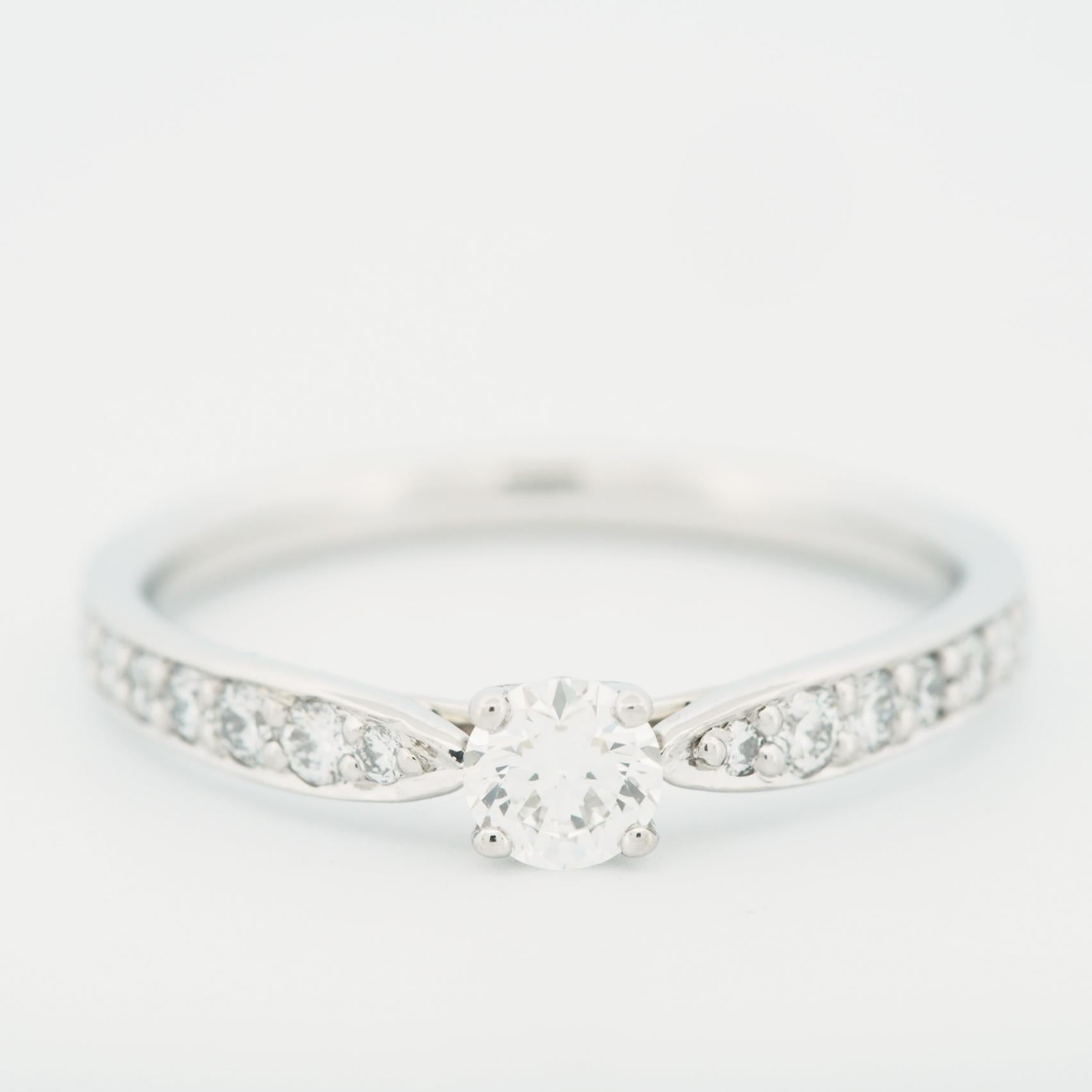 Tiffany Harmony 0.20 Carat Solitaire Diamond Ring PT950 with 18 Pave Diamonds In Good Condition In Kobe, Hyogo