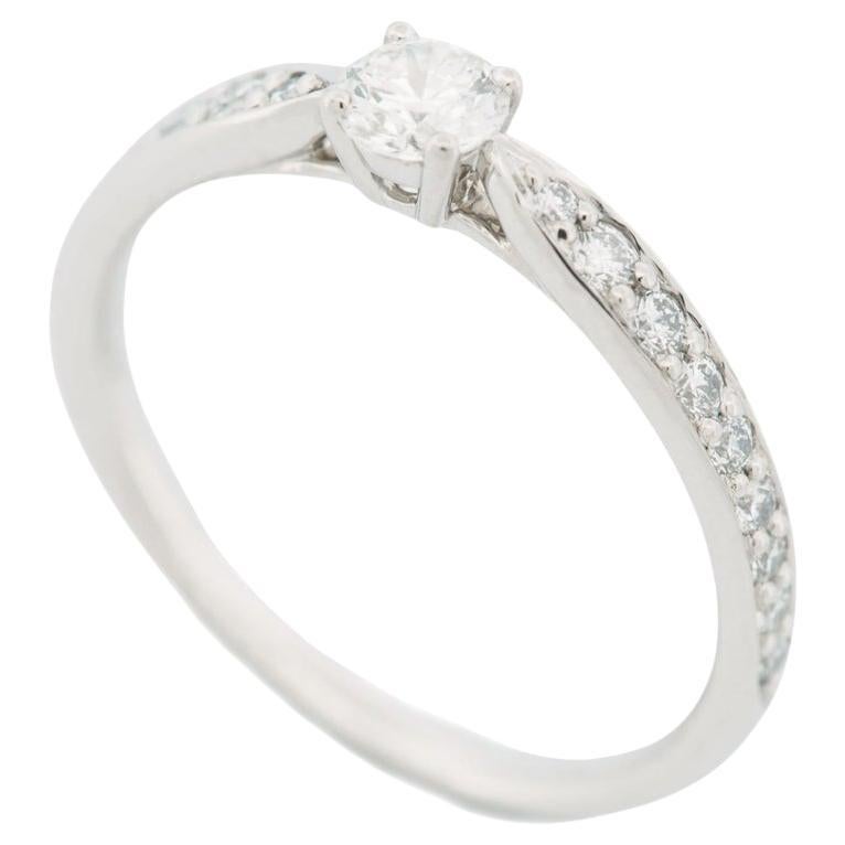 Tiffany Harmony 0.20 Carat Solitaire Diamond Ring PT950 with 18 Pave Diamonds For Sale