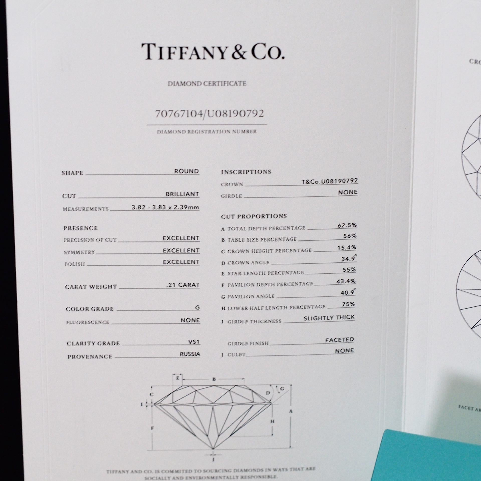 Tiffany Harmony 0.21ct Solitaire Diamond Ring PT950 1