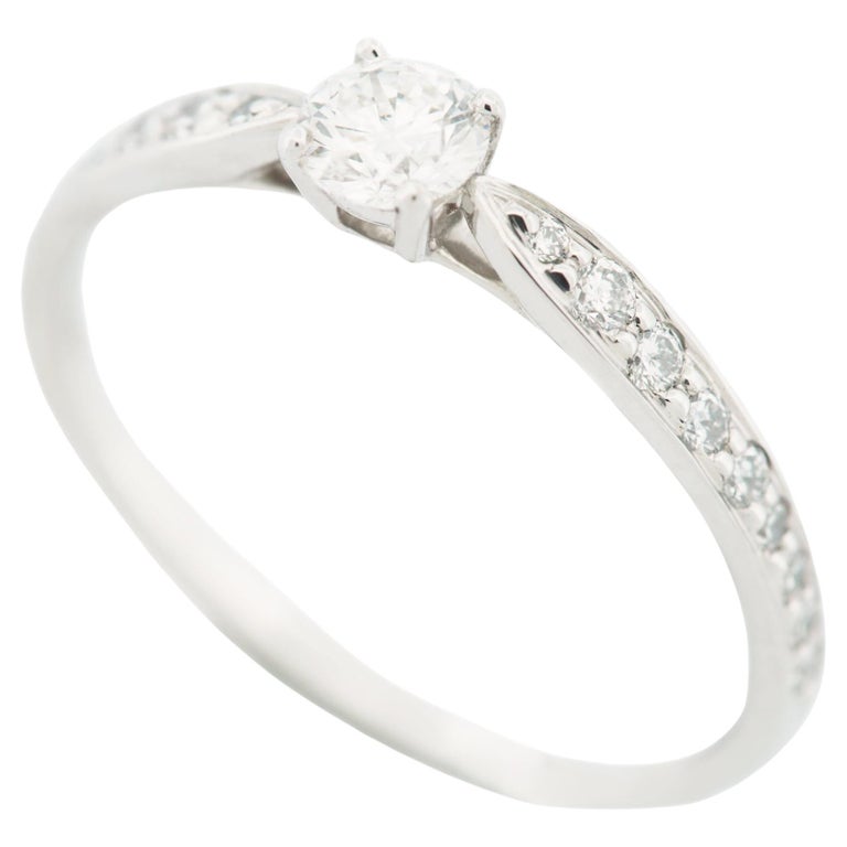 Tiffany Harmony 0.23ct Solitaire Diamond Ring PT950 with 18 Pave Diamonds  at 1stDibs