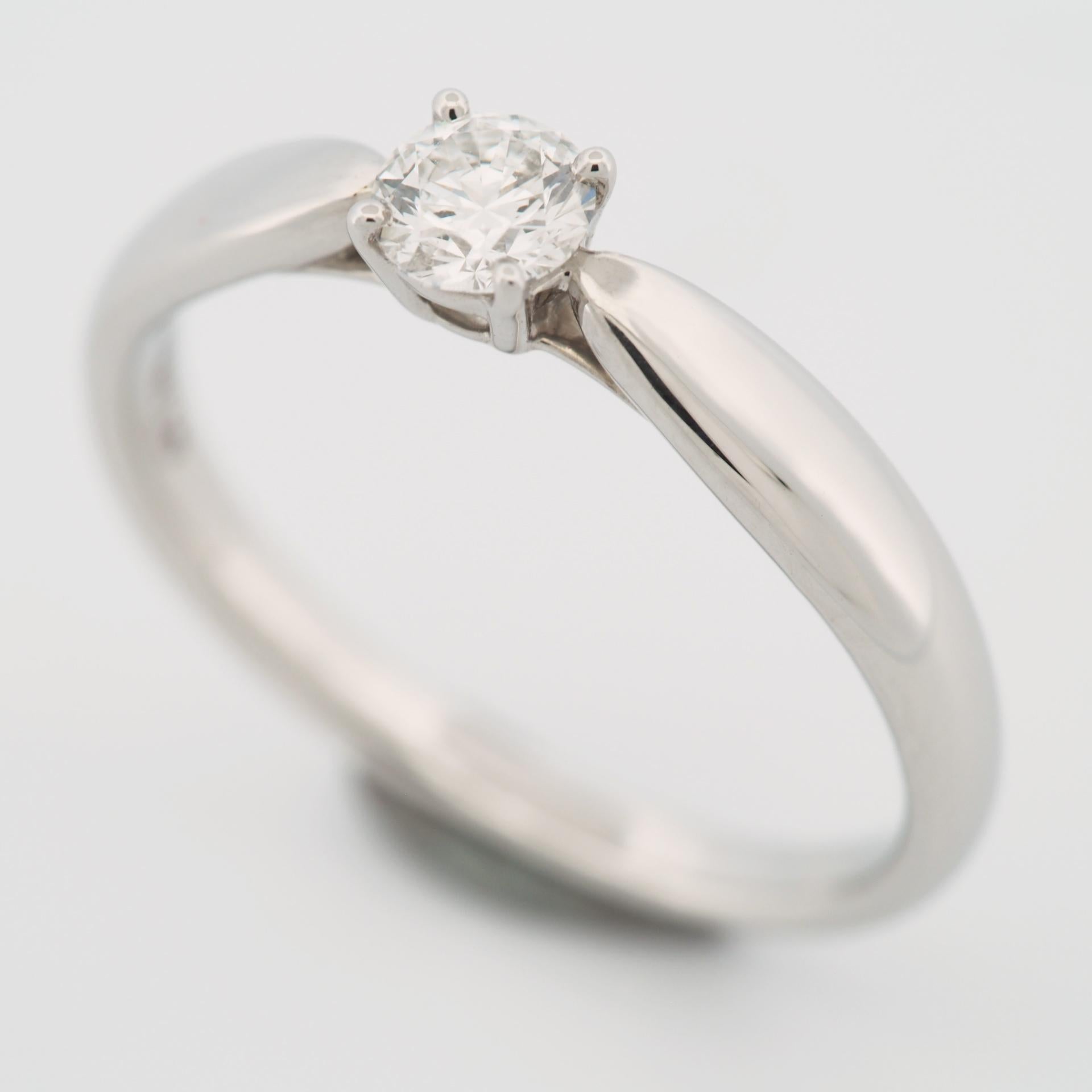 Item: Tiffany Harmony Solitaire Diamond Ring 
Stones: Diamond / 0.24ct
Color: G
Clarity: VS1
Polish: Excellent
Symmetry: Excellent
Fluorescence: Medium Blue
Metal: Platinum 950
Ring Size: US SIZE 5.75 UK SIZE K 3/4
Internal Diameter: 16.35