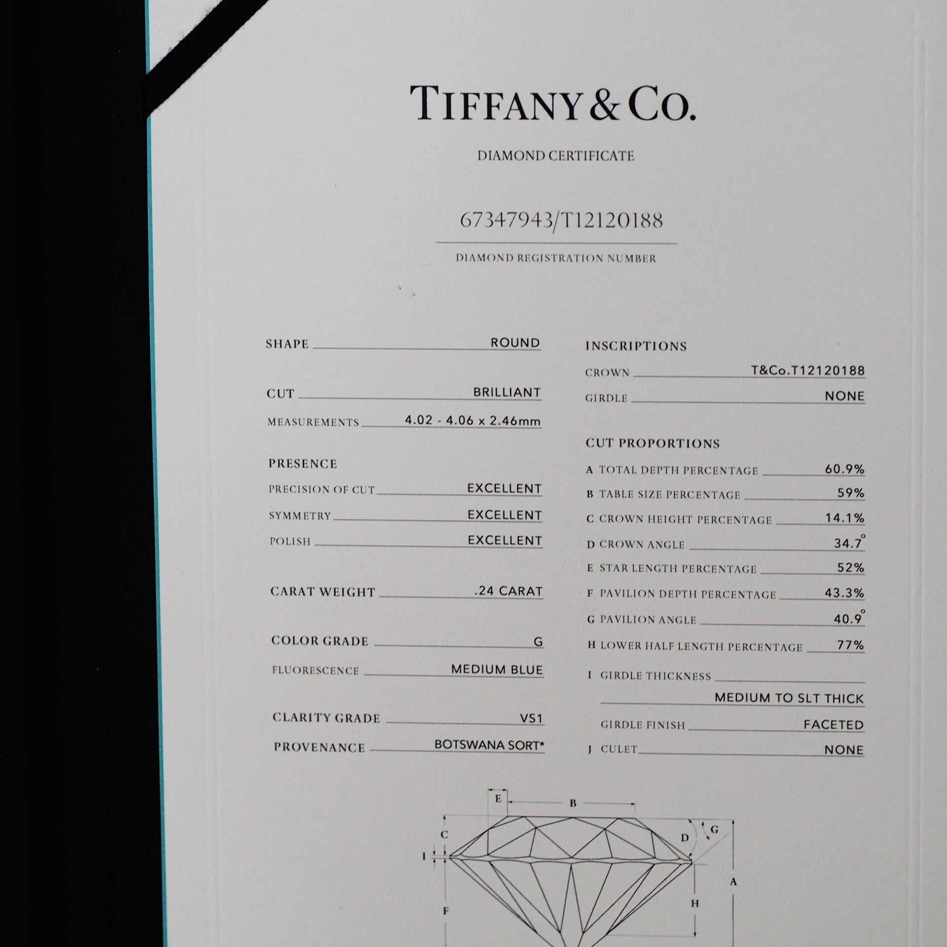Tiffany Harmony Bague solitaire en diamant 0,24 carat PT950 en vente 2