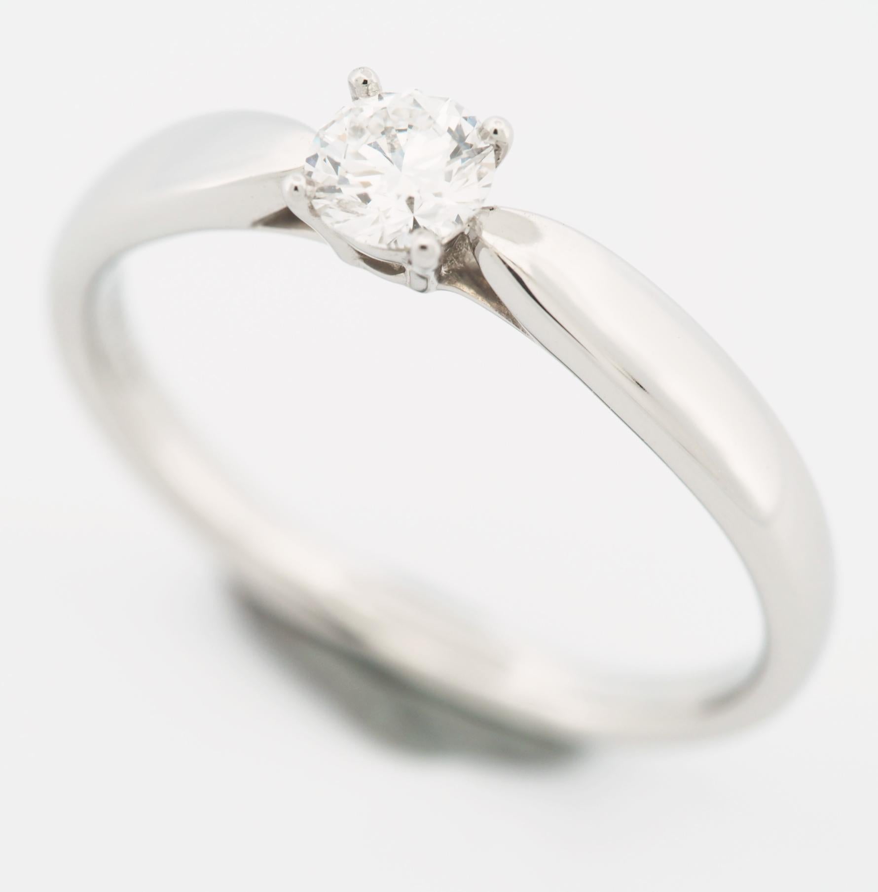 Item: Tiffany Harmony Solitaire Diamond Ring 
Stones: Diamond / 0.25ct
Color: F
Clarity: IF
Polish: Excellent
Symmetry: Excellent
Fluorescence: None
Metal: Platinum 950
Ring Size: US SIZE 5.75-6.0 UK SIZE L
Internal Diameter: 16.50 mm
Measurements: