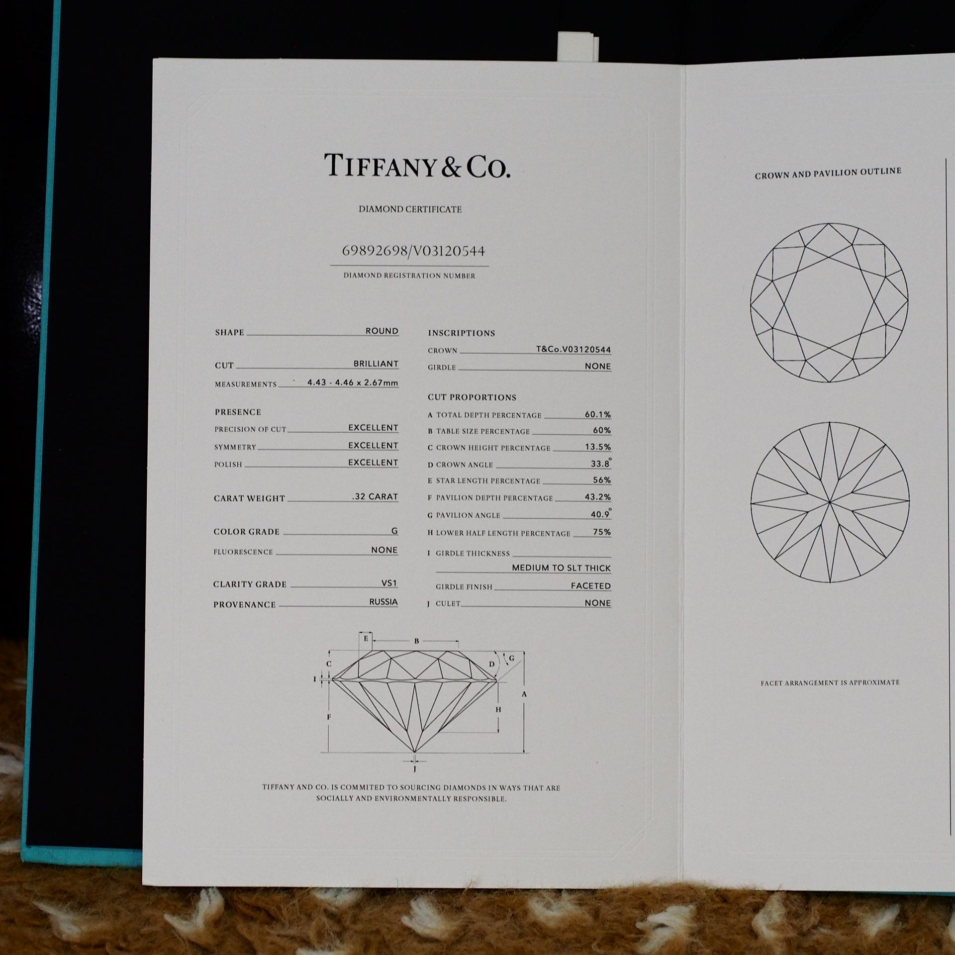 Tiffany Harmony 0.32 ct Solitaire Diamond Ring PT950 1
