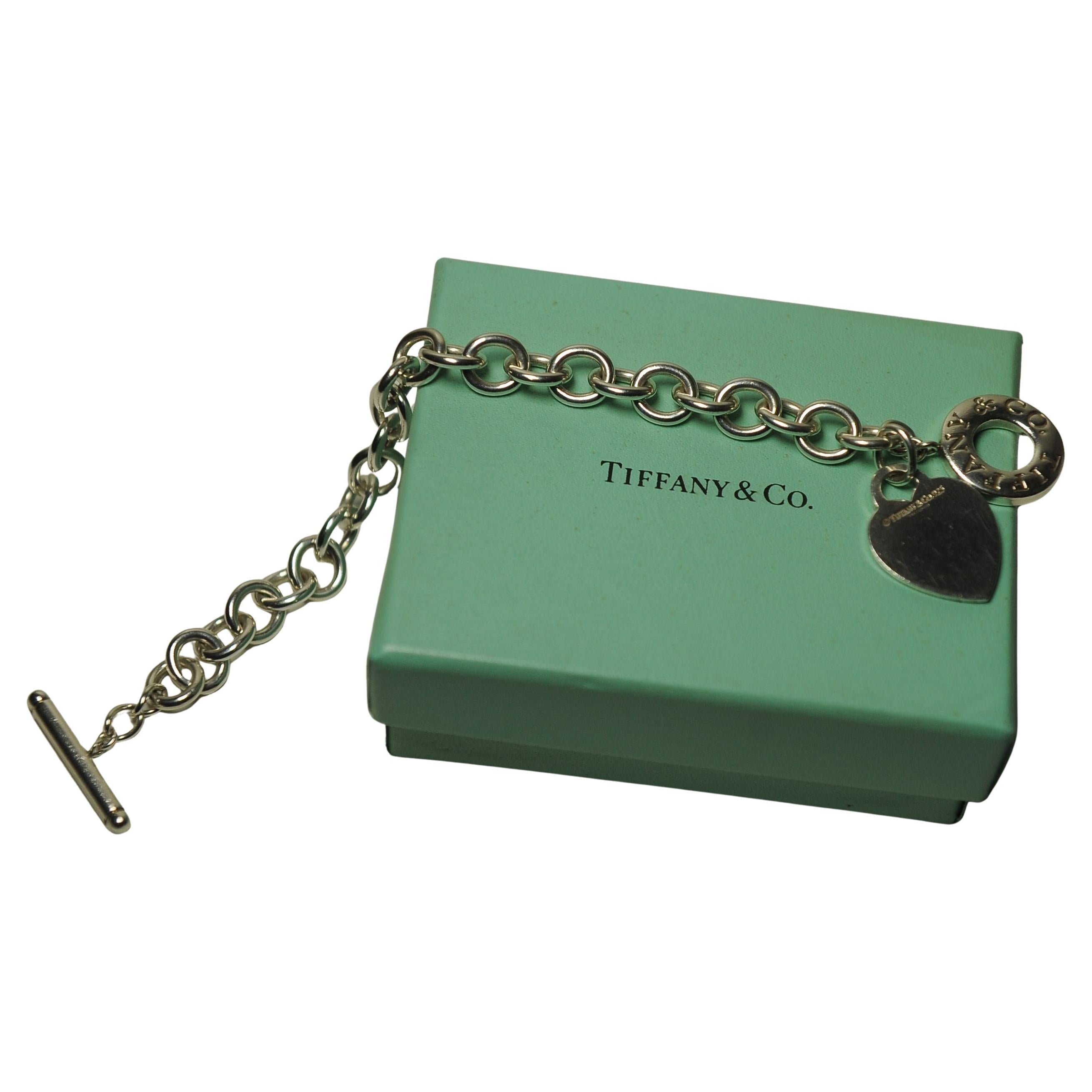 American Tiffany Heart Bracelet Sterling Silver, Stamped Tiffany & Co In Original Box For Sale