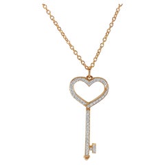 Tiffany & Co. Heart Key Pendant Necklace 18k Gold