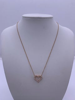 Tiffany Heart Medium Size Yellow Gold Full Diamond Necklace