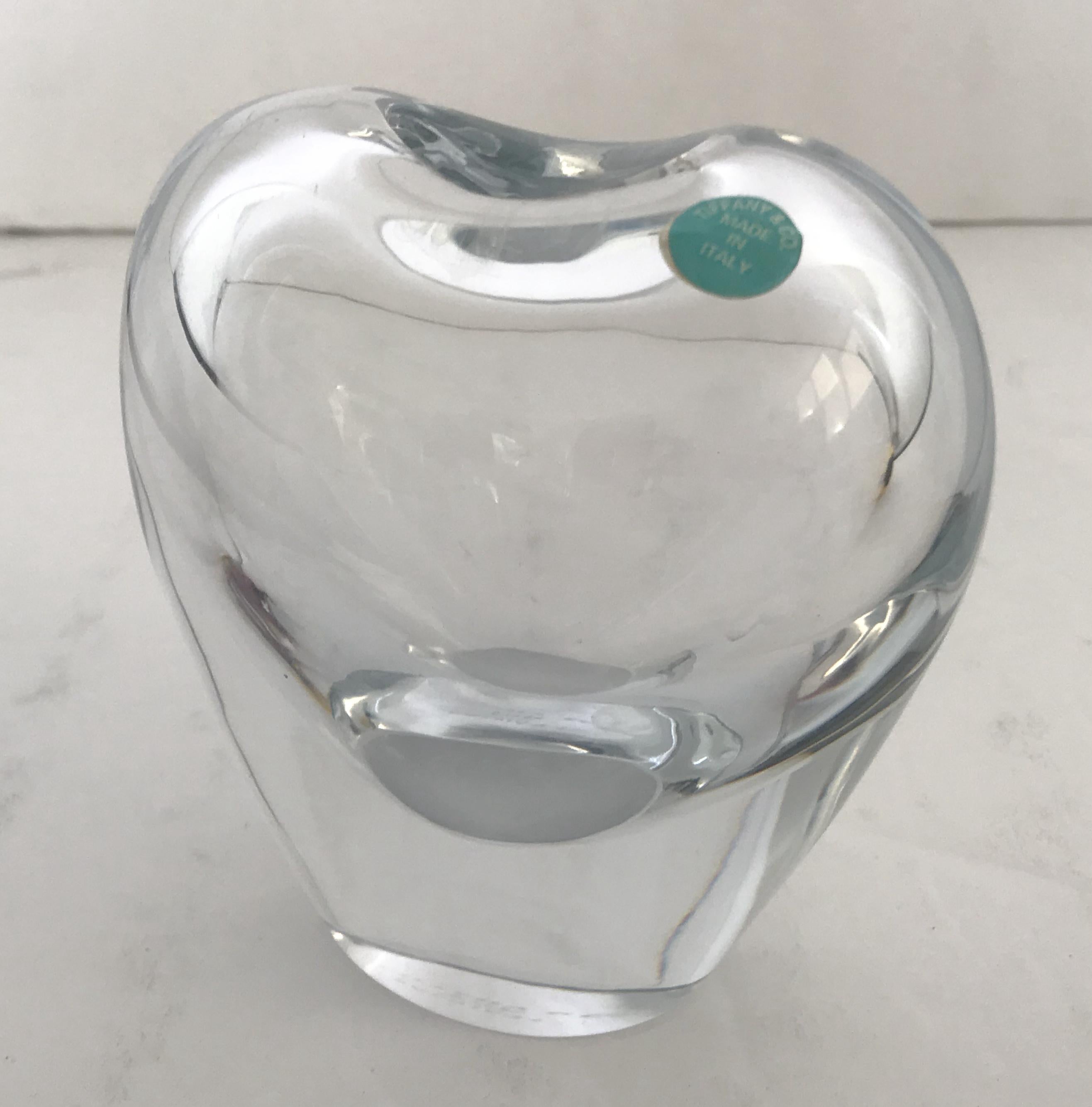 Modern Tiffany Heart Shaped Vase by Salviati