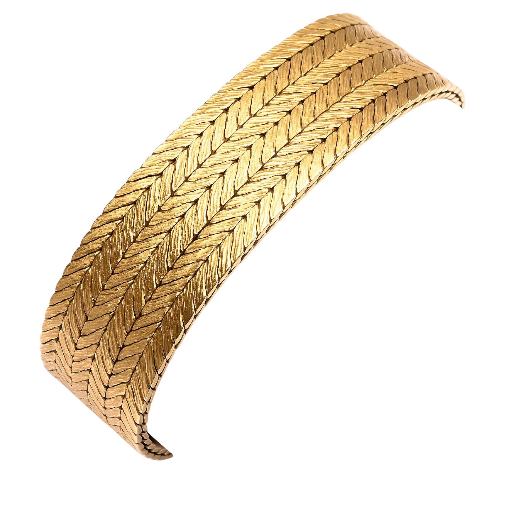 Tiffany & Co. Herringbone Weave Gold Bracelet For Sale