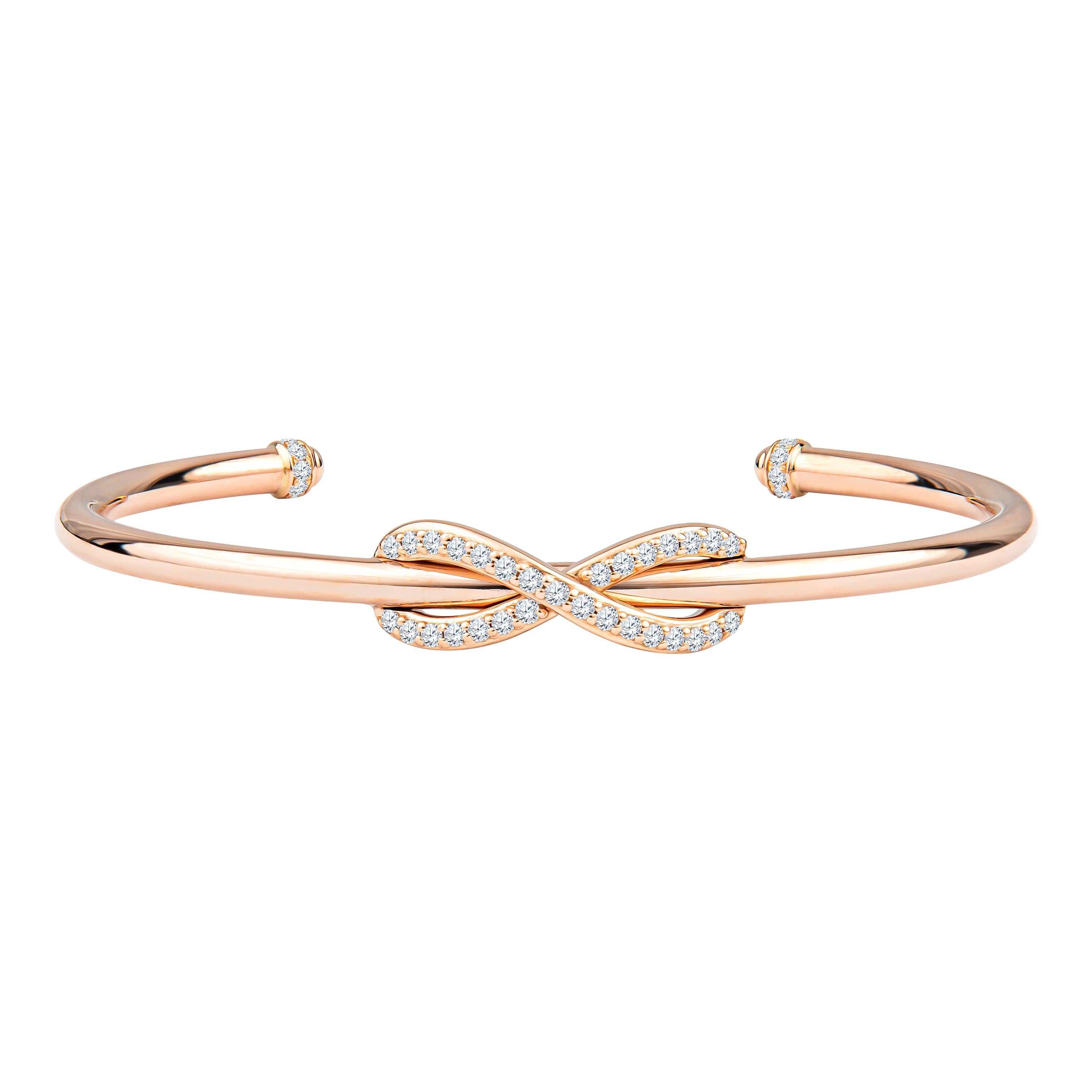 Tiffany Infinity Manchette en or rose 18 carats avec diamants ronds de 0,39 carat, D-F, VS-VVS