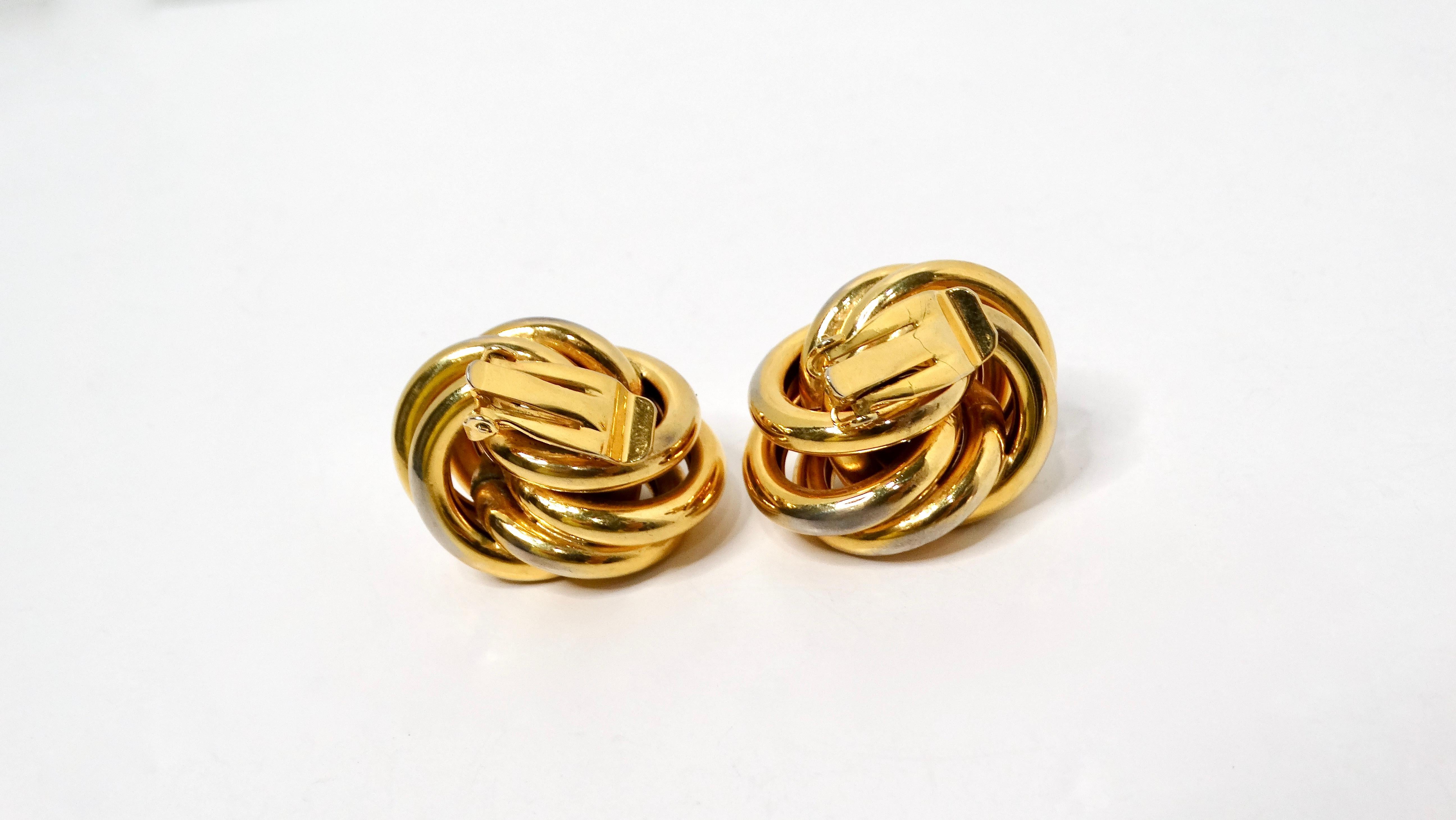Tiffany Inspired 1980s Large Eternity Knot Gold-Tone Clip-On Earrings Bon état - En vente à Scottsdale, AZ