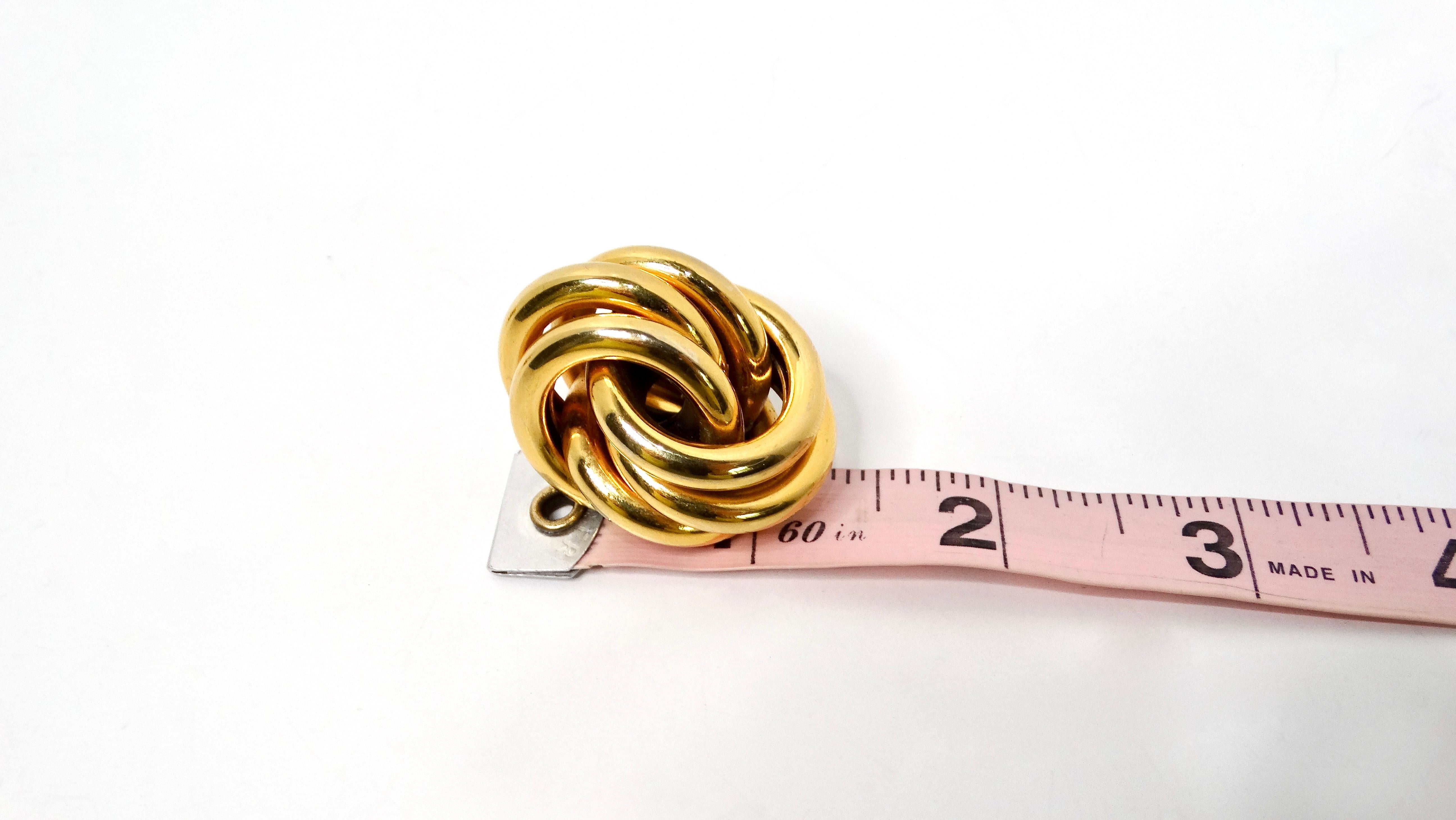 Tiffany Inspired 1980s Large Eternity Knot Gold-Tone Clip-On Earrings en vente 1