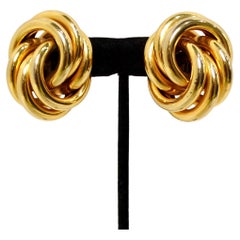 Pendientes de clip dorados con nudo de eternidad grande inspirados en Tiffany de los años 80