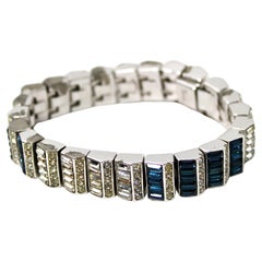 Tiffany inspiriert Kostüm Sapphire & 14k Weißgold Armband circa 1970s