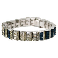 Bracciale in zaffiro e oro bianco 14k ispirato al costume Tiffany, circa anni 
70