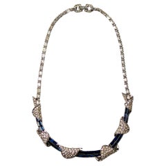 Collier en saphir et or blanc 14k d'inspiration Whiting circa 1970