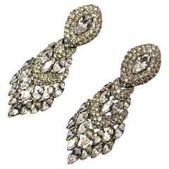 Tiffany Inspired Crystal & Chandelier Clip-On Earrings circa 1970s