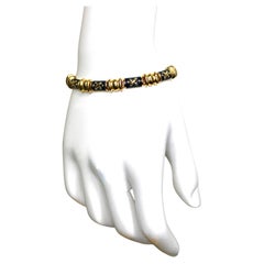 Tiffany Inspired Gold Plated & Blue Enamel Link Bracelet circa 1990s