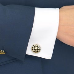 Tiffany Intarsio Stone Inlaid Gold Cufflinks