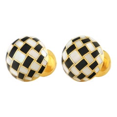 Tiffany Intarsio Stone Inlaid Gold Cufflinks