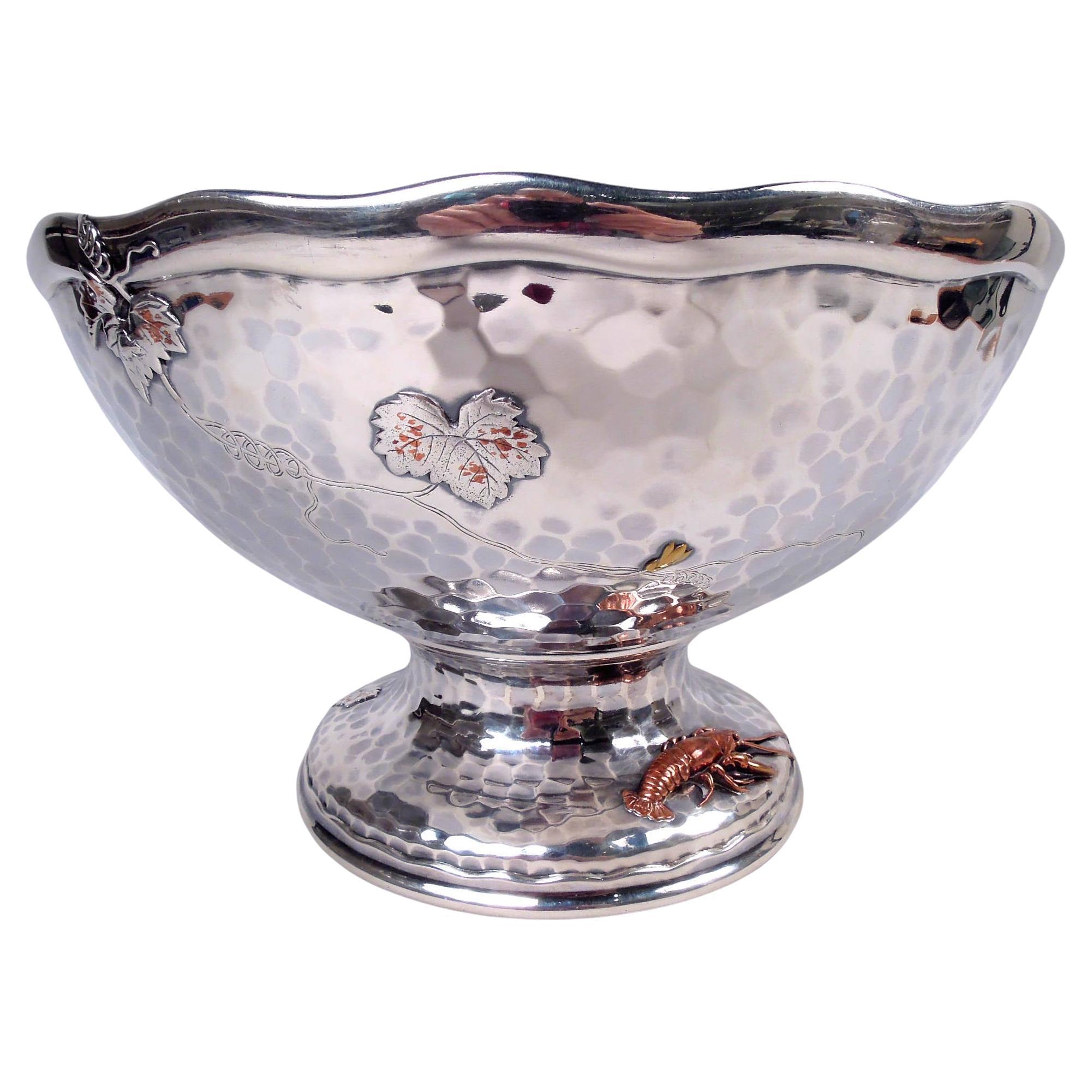 Tiffany Japonesque Gemischte Metall Käfer & Schmetterling Tafelaufsatz Schale im Angebot