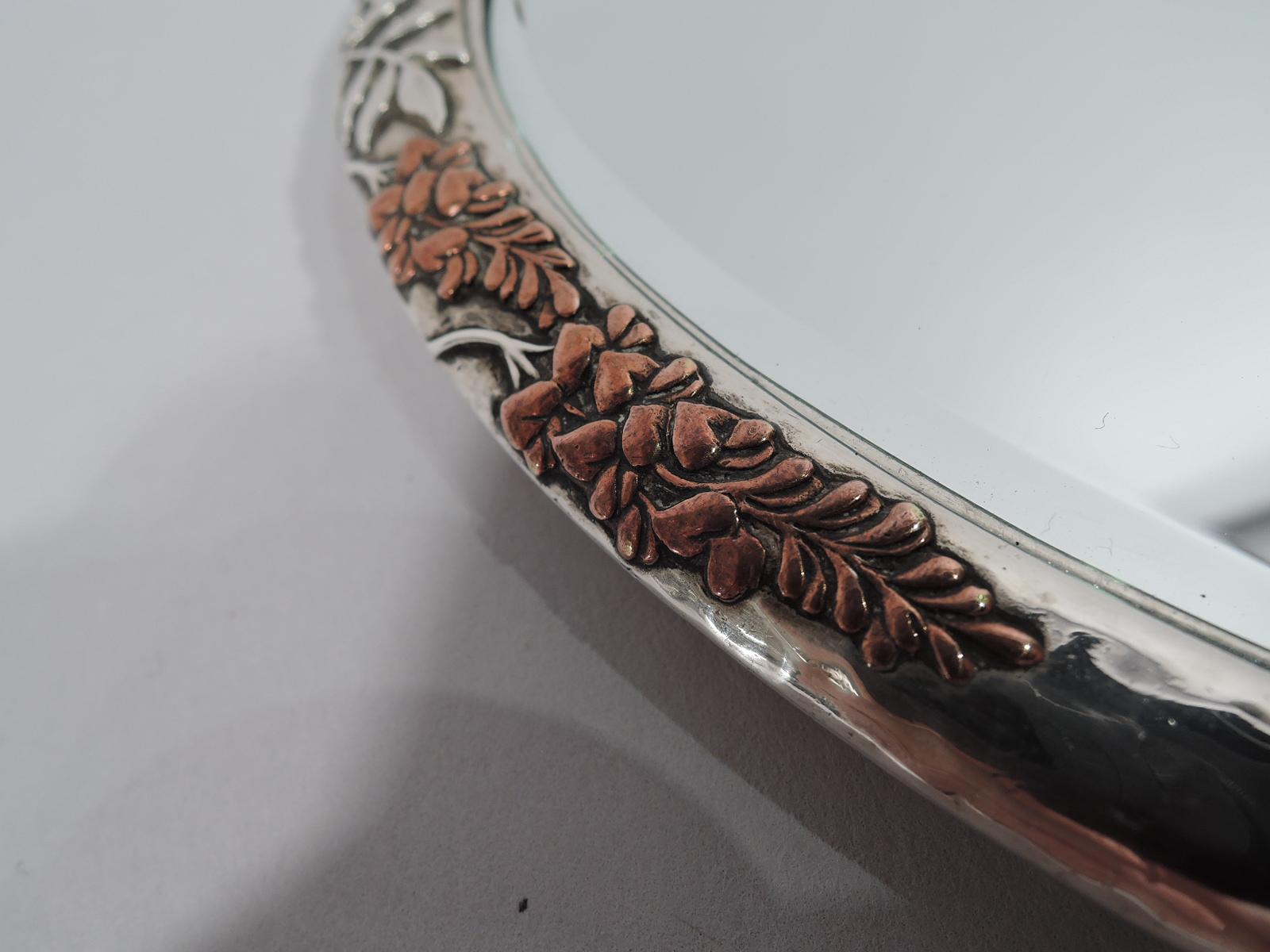 Tiffany & Co. Japonesque Mixed Metal Hand Mirror with Beetle and Butterfly In Excellent Condition In New York, NY