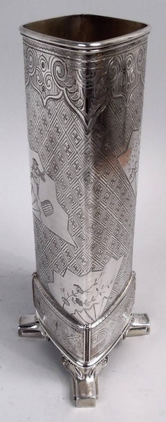 Tiffany Japonesque Sterling Silver Vase with Early Union Square Mark