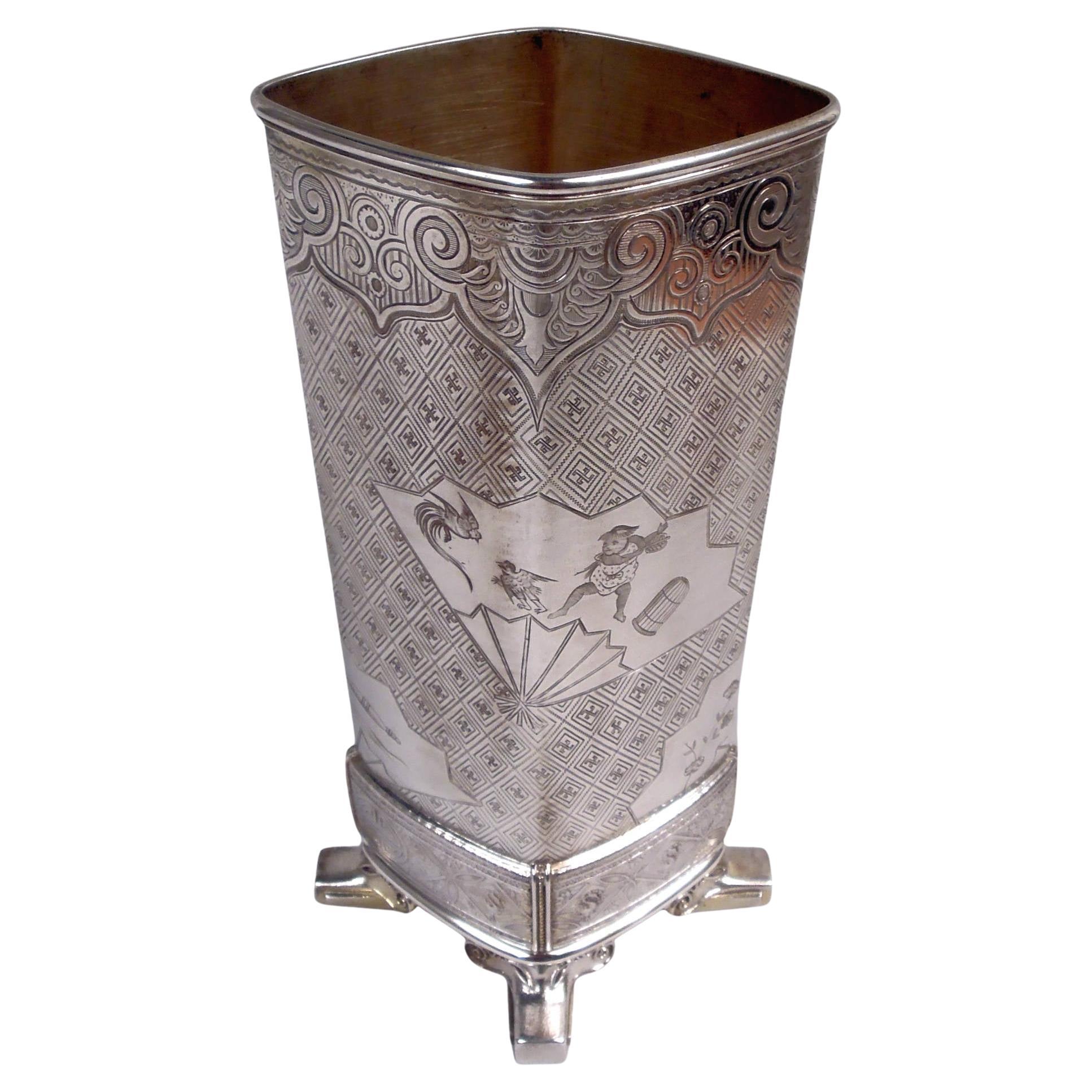 Tiffany Japonesque Sterling Silber Vase mit frühen Union Square Marke im Angebot
