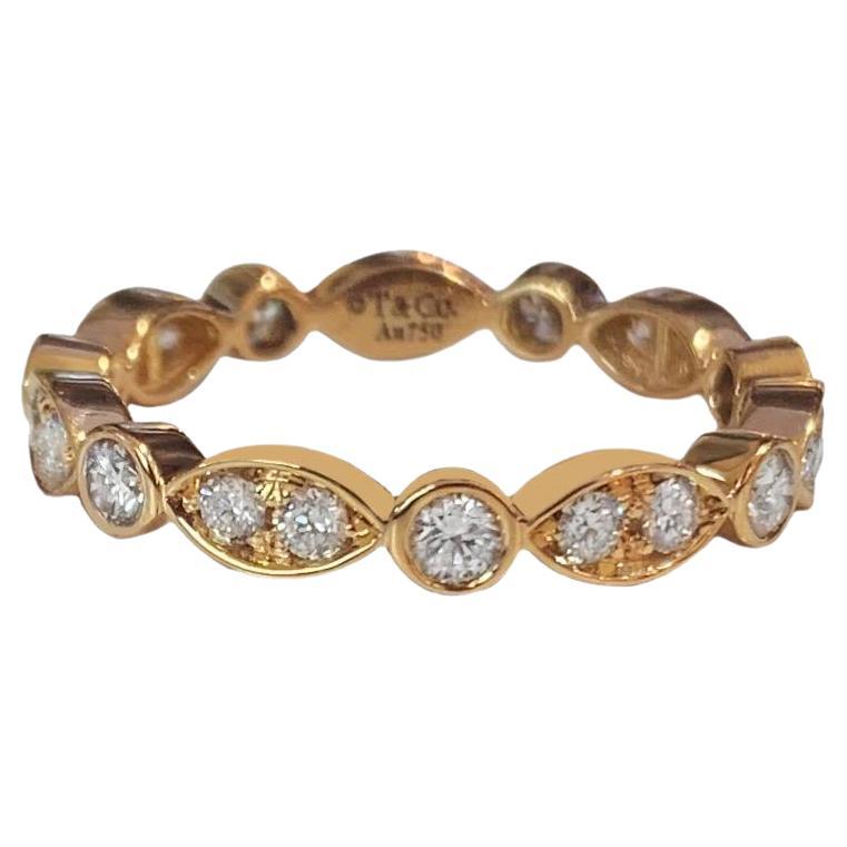 Tiffany Jazz Band Ring In 18k Rose Gold With Diamonds For Sale