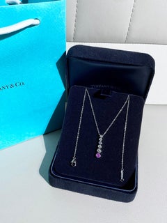 Tiffany Jazz graduated drop pendant pink sapphire diamonds Platinum necklace