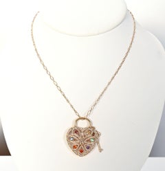 Tiffany & Co. Jeweled Heart and Key Necklace