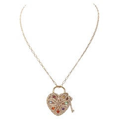 Tiffany & Co. Jeweled Heart and Key Necklace