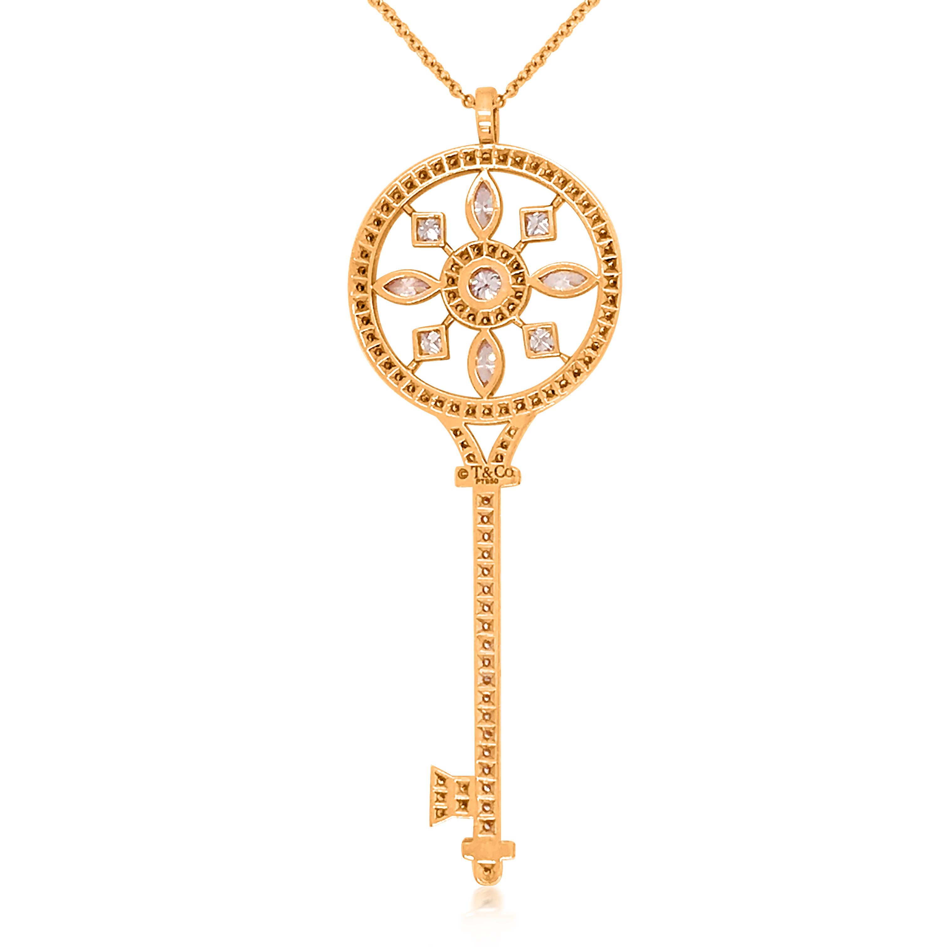 Modern Tiffany & Co. Key-Shaped Pendant with 18 Karat Gold, Diamond