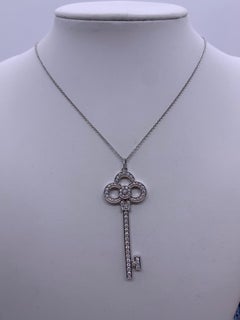 Tiffany Keys Crown Large Size Platinum Full Diamond Pendant with Chain