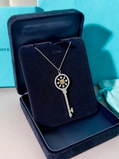 Tiffany Keys Round Kaleidoscope Key Large Pendant Yellow Diamond 18k White Gold