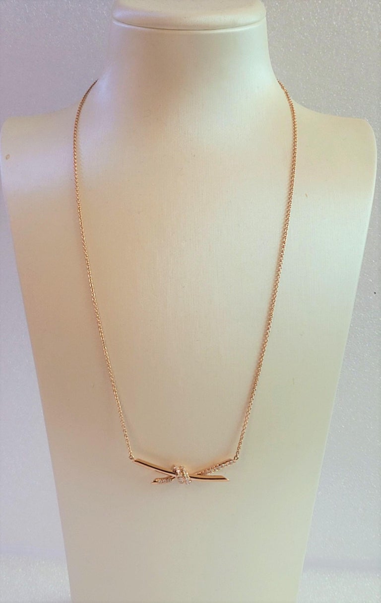 Tiffany Knot Pendant in Rose Gold with Diamonds at 1stDibs
