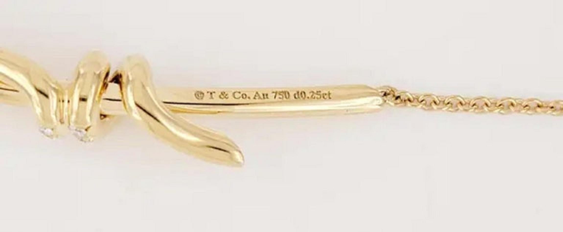 Tiffany Knot Pendant in Yellow Gold with Diamonds In New Condition In New York, NY