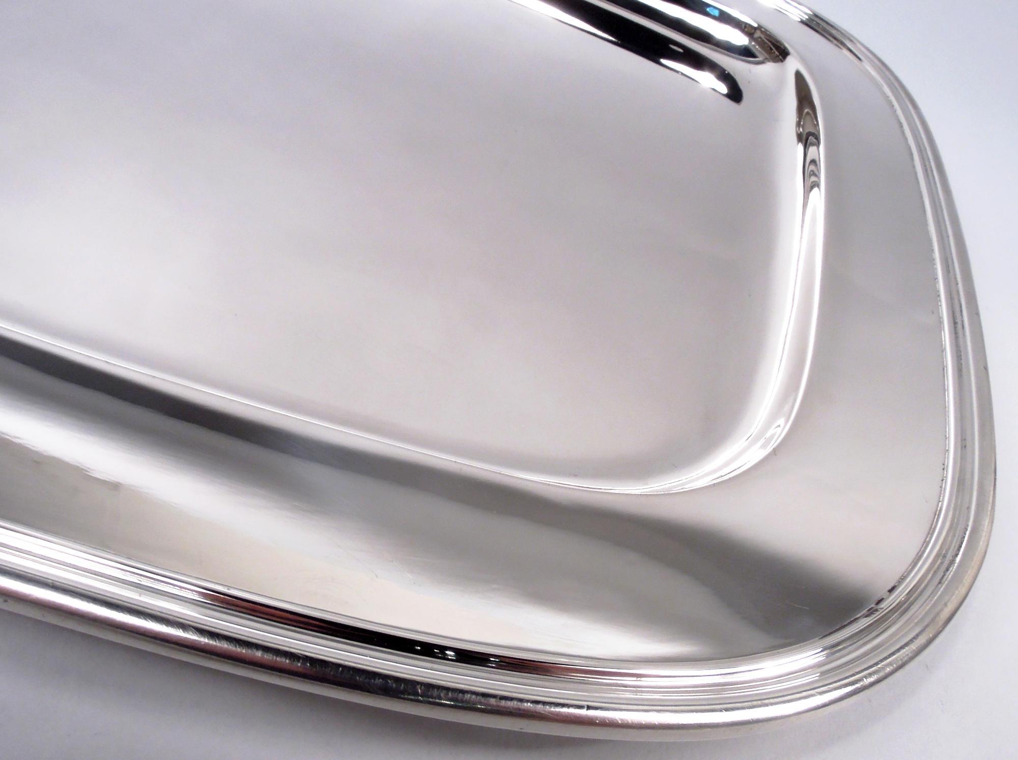 Tiffany Large and Heavy Modern Sterling Silver Rectangular Tray In Good Condition For Sale In New York, NY