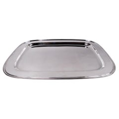 Bandeja rectangular Tiffany grande y pesada de plata de ley moderna