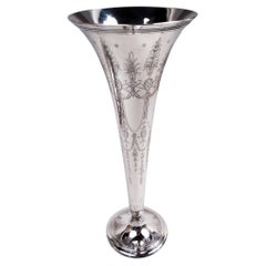 Tiffany Large Edwardian Regency Sterling Silver Trumpet Vase